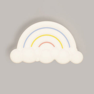 Contemporary Creative Cartoon Acrylic Cloud Rainbow Design LED Kids Flush Mount Ceiling Light For Bedroom