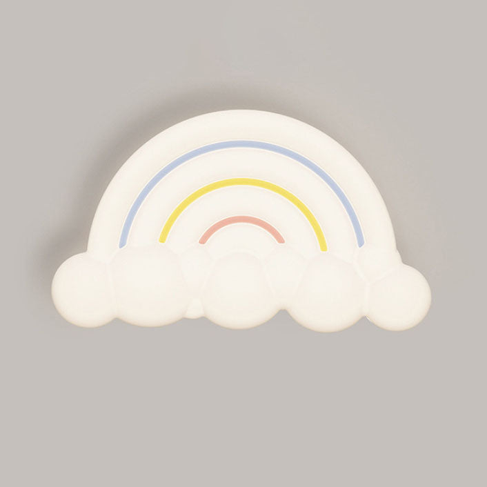 Contemporary Creative Cartoon Acrylic Cloud Rainbow Design LED Kids Flush Mount Ceiling Light For Bedroom