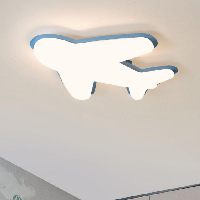 Contemporary Creative Cartoon PE Plane LED Flush Mount Ceiling Light For Living Room