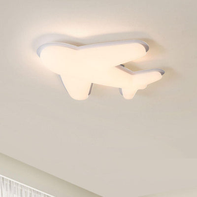 Contemporary Creative Cartoon PE Plane LED Flush Mount Ceiling Light For Living Room