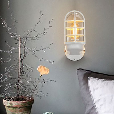 Contemporary Creative Macaron Cylinder Grid Iron Glass 1-Light Wall Sconce Lamp For Living Room