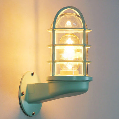 Contemporary Creative Macaron Cylinder Grid Iron Glass 1-Light Wall Sconce Lamp For Living Room