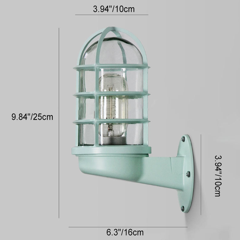 Contemporary Creative Macaron Cylinder Grid Iron Glass 1-Light Wall Sconce Lamp For Living Room