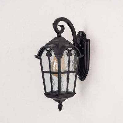 Traditional European Quadrilateral Window Shape Aluminum Glass 1-Light Wall Sconce Lamp For Outdoor Patio