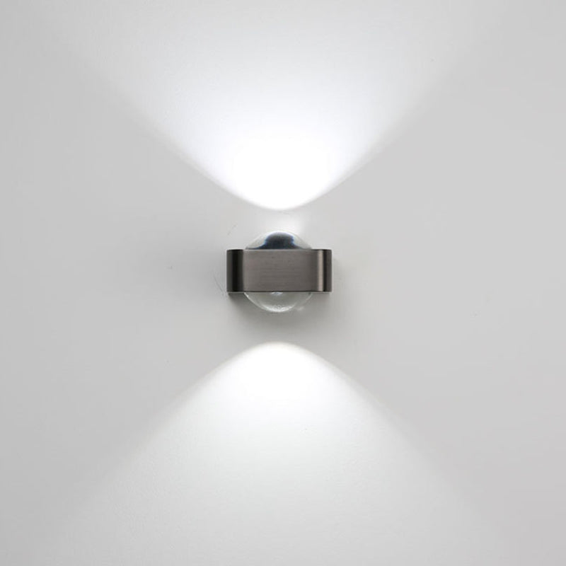 Modern Minimalist Rectangle Lens Stainless Steel Copper Glass LED Wall Sconce Lamp For Living Room