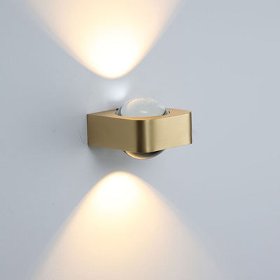 Modern Minimalist Rectangle Lens Stainless Steel Copper Glass LED Wall Sconce Lamp For Living Room