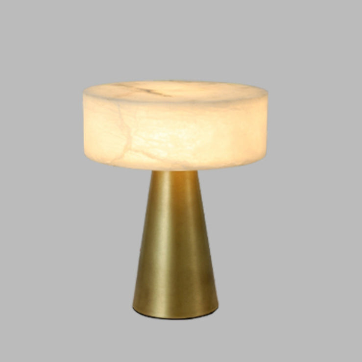 Contemporary Nordic Round Square Tapered Metal Base Lucite 1-Light Table Lamp For Bedroom