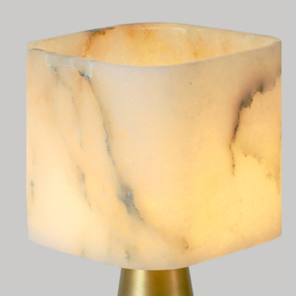 Lampe de table à 1 lumière contemporaine nordique ronde carrée avec base en métal effilée en Lucite pour chambre à coucher 