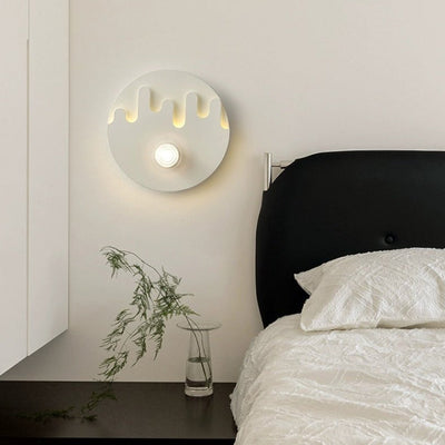 Modern Minimalist Cream Round Love Wave Iron Acrylic LED Wall Sconce Lamp For Bedroom