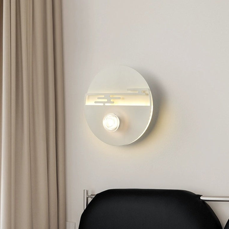 Modern Minimalist Cream Round Love Wave Iron Acrylic LED Wall Sconce Lamp For Bedroom