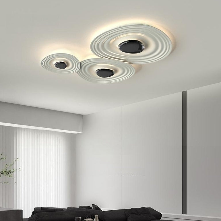 Modern Minimalist Irregular Water Ripple Oval Aluminum LED Flush Mount Ceiling Light For Living Room