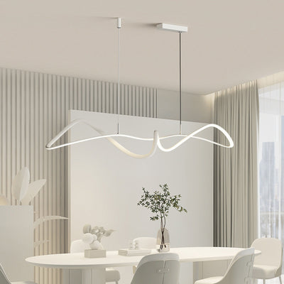 Modern Minimalist Aluminum Spiral Strip LED Island Light Pendant Light For Living Room