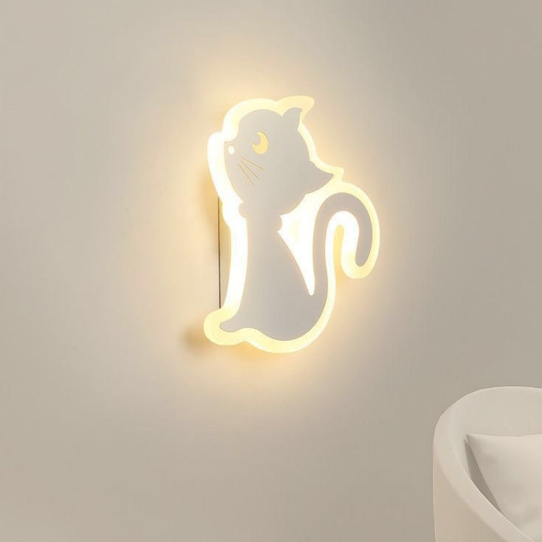 Applique murale en fer avec design de chat en acrylique créatif contemporain, lampe LED pour chambre 