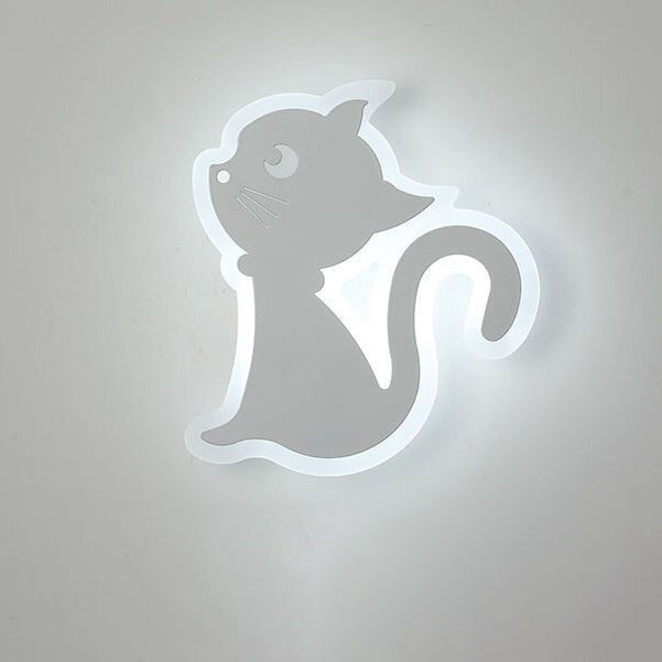 Applique murale en fer avec design de chat en acrylique créatif contemporain, lampe LED pour chambre 