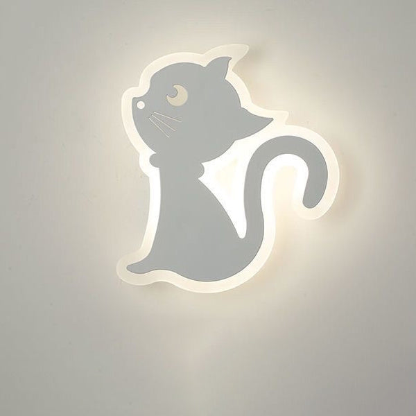 Applique murale en fer avec design de chat en acrylique créatif contemporain, lampe LED pour chambre 