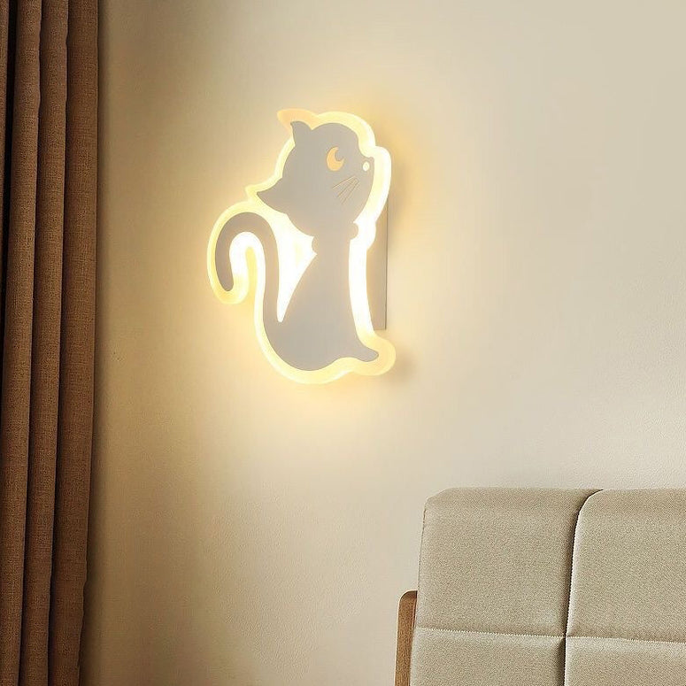 Applique murale en fer avec design de chat en acrylique créatif contemporain, lampe LED pour chambre 