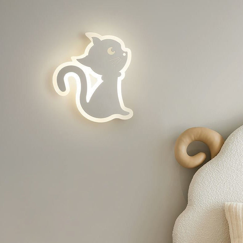 Applique murale en fer avec design de chat en acrylique créatif contemporain, lampe LED pour chambre 