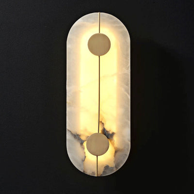 Contemporary Scandinavian Copper Marble Round Oval LED Wall Sconce Lamp For Living Room