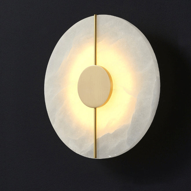 Contemporary Scandinavian Copper Marble Round Oval LED Wall Sconce Lamp For Living Room