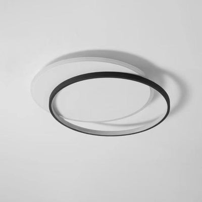 Modern Minimalist Two Round Aluminum Iron Acrylic Silicone LED Flush Mount Ceiling Light For Bedroom