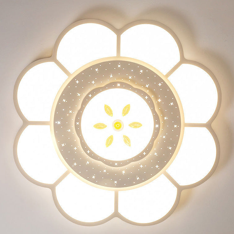 Modern Simplicity Iron Acrylic Round Flower LED Flush Mount Ceiling Light For Living Room