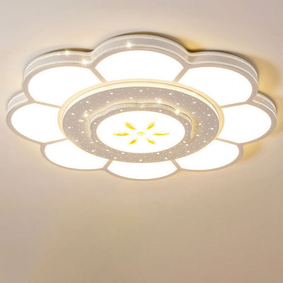 Modern Simplicity Iron Acrylic Round Flower LED Flush Mount Ceiling Light For Living Room