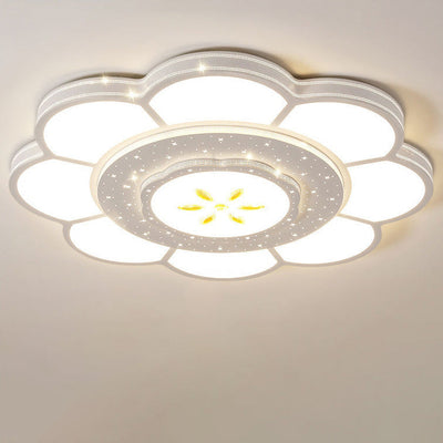 Modern Simplicity Iron Acrylic Round Flower LED Flush Mount Ceiling Light For Living Room