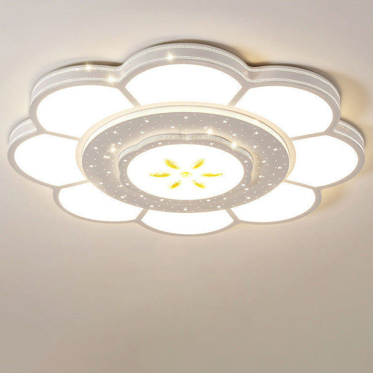 Modern Simplicity Iron Acrylic Round Flower LED Flush Mount Ceiling Light For Living Room