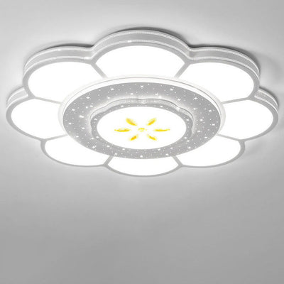 Modern Simplicity Iron Acrylic Round Flower LED Flush Mount Ceiling Light For Living Room