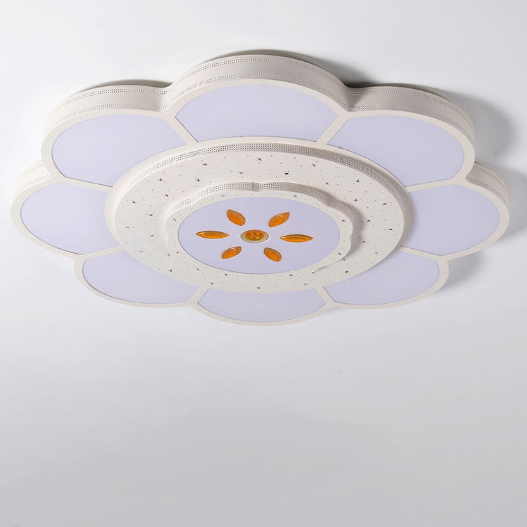 Modern Simplicity Iron Acrylic Round Flower LED Flush Mount Ceiling Light For Living Room