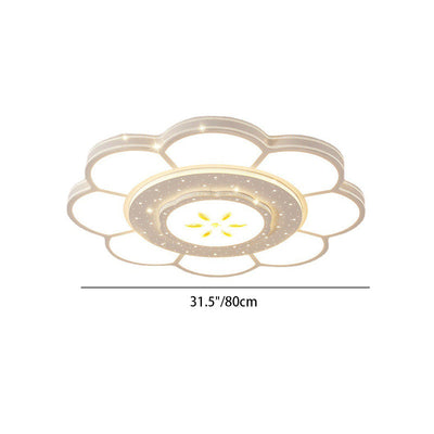 Modern Simplicity Iron Acrylic Round Flower LED Flush Mount Ceiling Light For Living Room