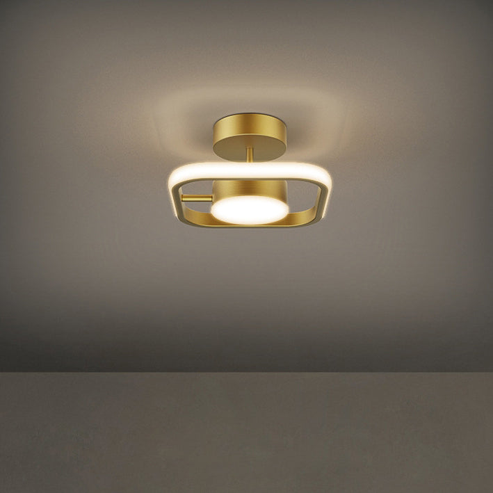 Modern Simplicity Brass Silicone Round Square LED Flush Mount Ceiling Light For Hallway