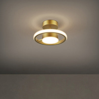 Modern Simplicity Brass Silicone Round Square LED Flush Mount Ceiling Light For Hallway