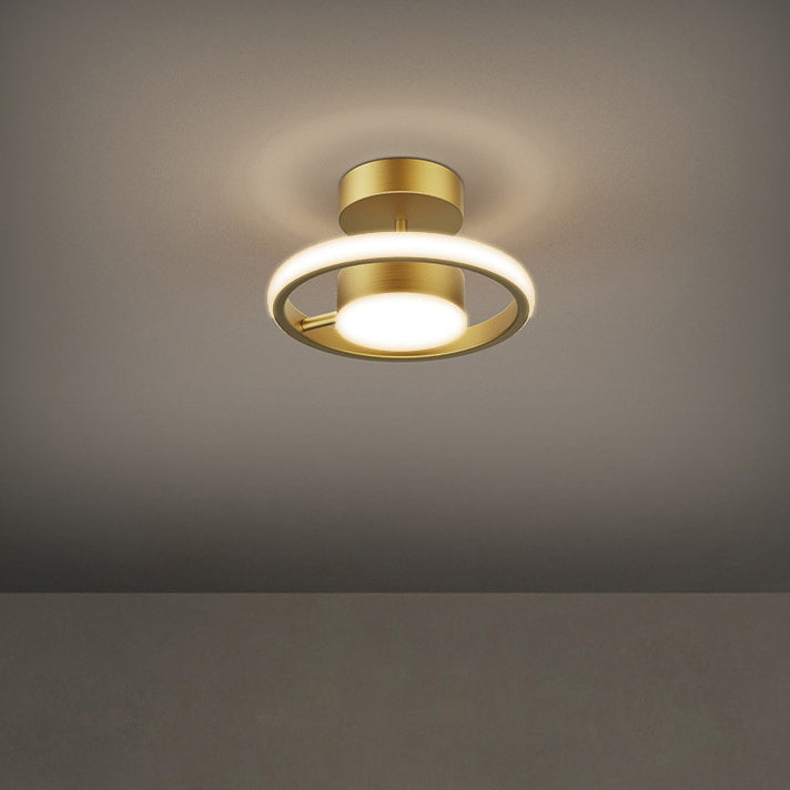 Modern Simplicity Brass Silicone Round Square LED Flush Mount Ceiling Light For Hallway