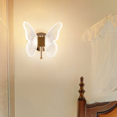 Contemporary Creative Metal Acrylic Butterfly Morning Glory Maple Leaf LED Wall Sconce Lamp For Bedside