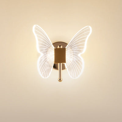 Contemporary Creative Metal Acrylic Butterfly Morning Glory Maple Leaf LED Wall Sconce Lamp For Bedside