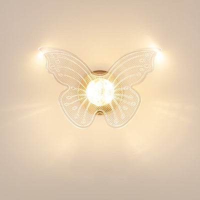 Contemporary Creative Metal Acrylic Butterfly Morning Glory Maple Leaf LED Wall Sconce Lamp For Bedside