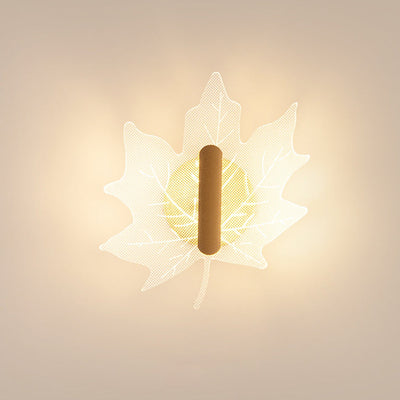 Contemporary Creative Metal Acrylic Butterfly Morning Glory Maple Leaf LED Wall Sconce Lamp For Bedside