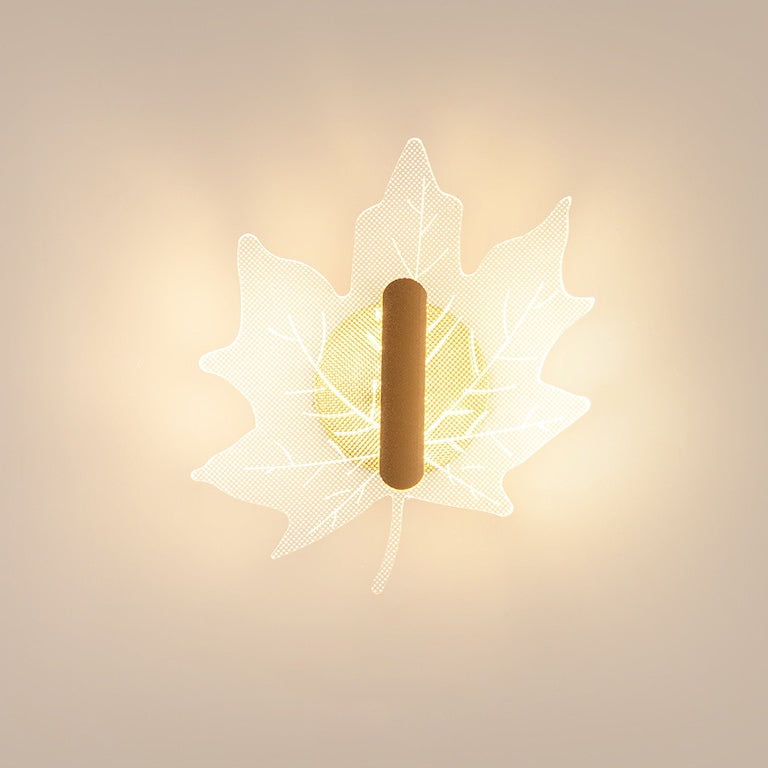 Contemporary Creative Metal Acrylic Butterfly Morning Glory Maple Leaf LED Wall Sconce Lamp For Bedside