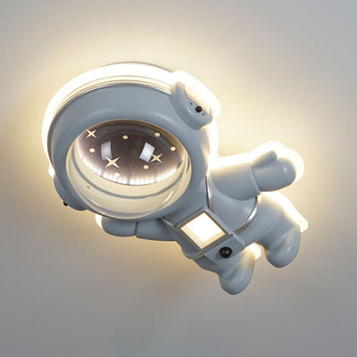 Contemporary Creative Kids Metal Acrylic Resin Astronaut Flush Mount Ceiling Light For Bedroom