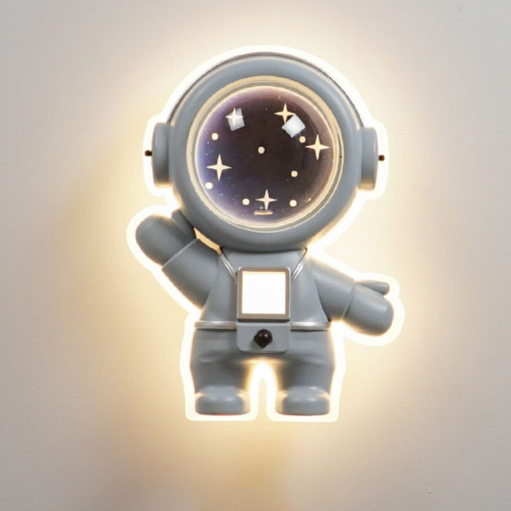 Contemporary Creative Kids Metal Acrylic Resin Astronaut Flush Mount Ceiling Light For Bedroom