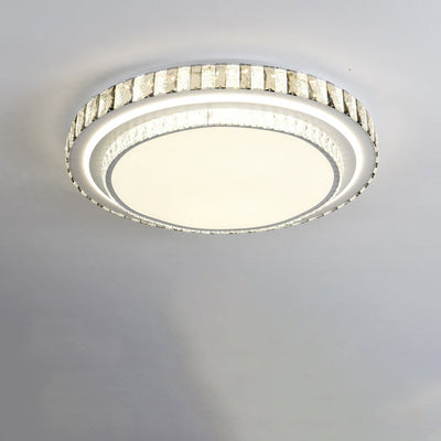 Modern Minimalist Round Acrylic Crystal Iron LED Flush Mount Ceiling Light For Bedroom