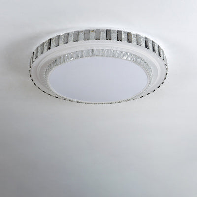 Modern Minimalist Round Acrylic Crystal Iron LED Flush Mount Ceiling Light For Bedroom