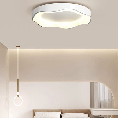 Contemporary Nordic Round Iron PVC LED Flush Mount Ceiling Light For Living Room