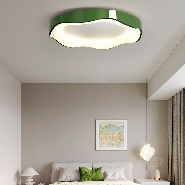 Contemporary Nordic Round Iron PVC LED Flush Mount Ceiling Light For Living Room