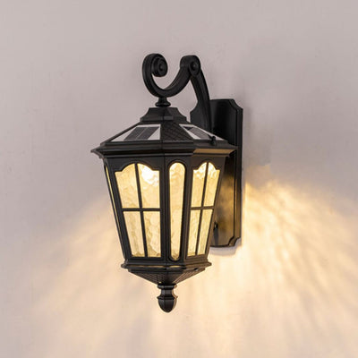 Traditional Farmhouse Cube Lantern Aluminum Glass 1-Light Outdoor Wall Sconce Lamp For Garden