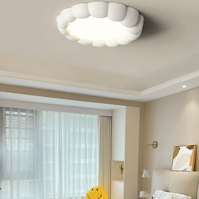 Modern Minimalist Round Cream Bubble ABS Iron LED Flush Mount Ceiling Light For Living Room