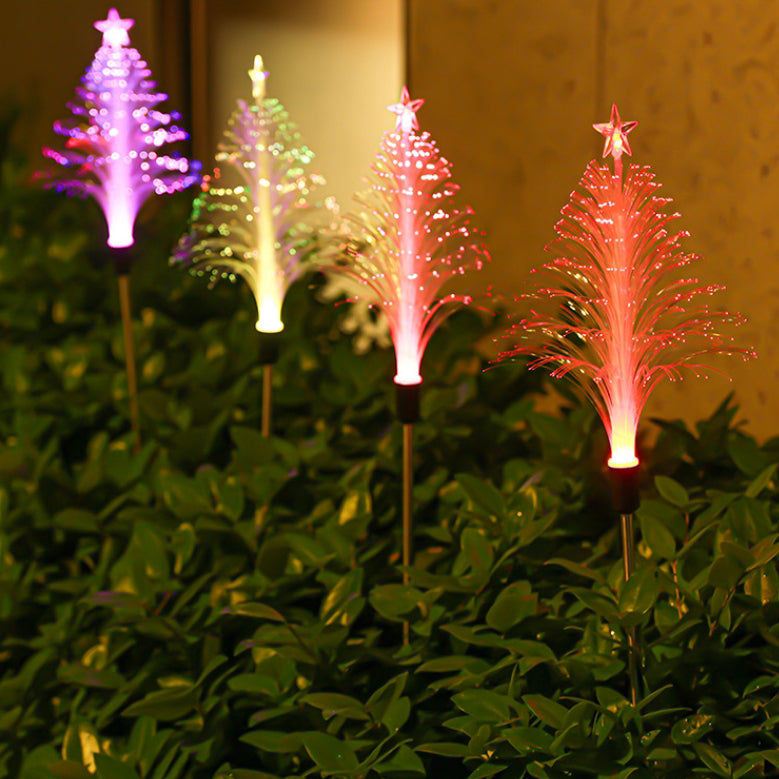 Art déco moderne solaire étanche ABS acier inoxydable Fiber optique arbre étoile LED éclairage paysager lumière extérieure pour jardin 