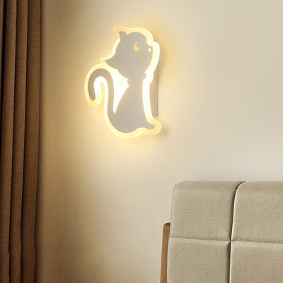 Modern Simplicity Cartoon Cat Iron Acrylic LED Wall Sconce Lamp For Bedroom