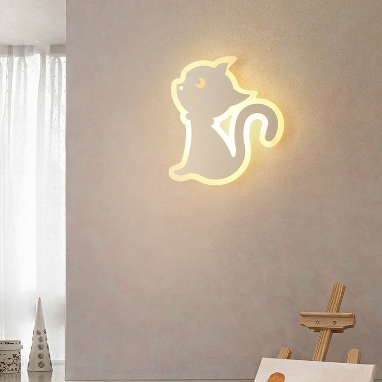 Modern Simplicity Cartoon Cat Iron Acrylic LED Wall Sconce Lamp For Bedroom